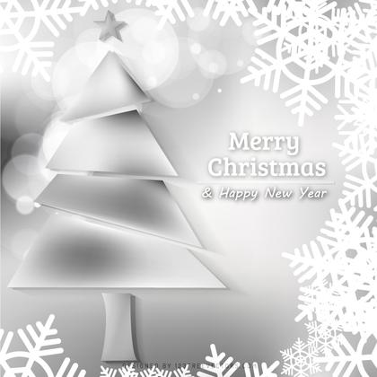Light Gray Christmas Background with Tree and Snowflakes