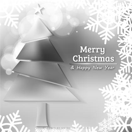 Gray Christmas Tree Background with Snowflakes