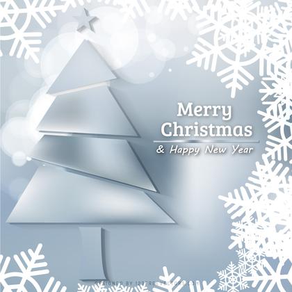 Gray Christmas Tree with Snowflakes Background