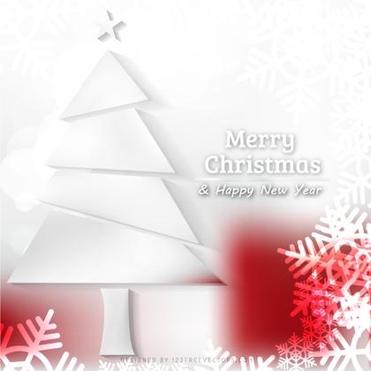 White Christmas Background with Tree and Snowflakes