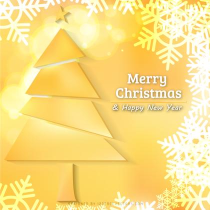 Orange Christmas Tree with Snowflakes Background