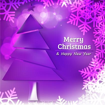 Purple Christmas Tree with Snowflakes Background