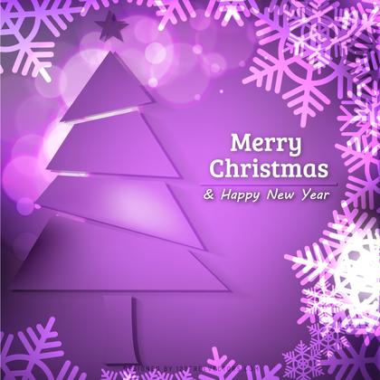 Purple Christmas Tree and Snowflakes Background