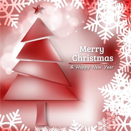 Light Red Christmas Tree and Snowflakes Background