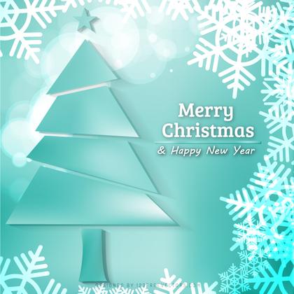 Merry Christmas and Happy New Year Turquoise Background