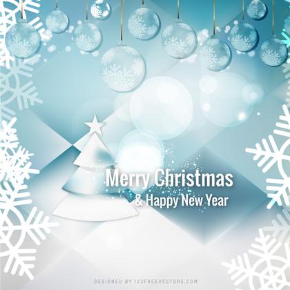 Merry Christmas and Happy New Year Blue Background