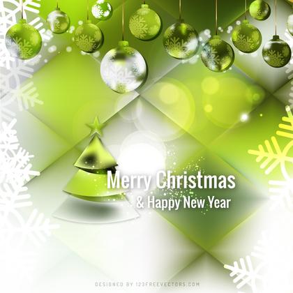 White Green Christmas Balls Background