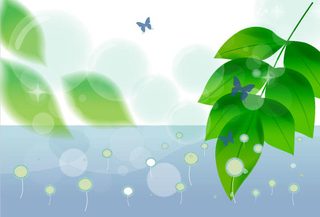 Butterfly and Green Leaf Nature Background Vector Free