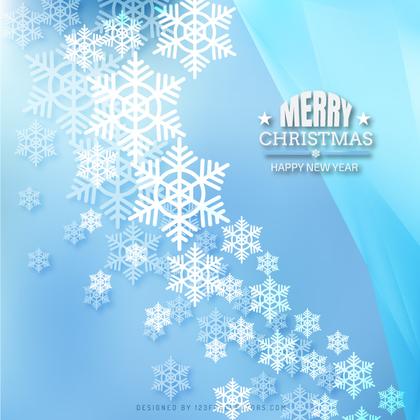 Merry Christmas Snowflakes Blue Background Template