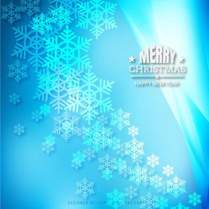 Merry Christmas Snowflakes Blue Background Template