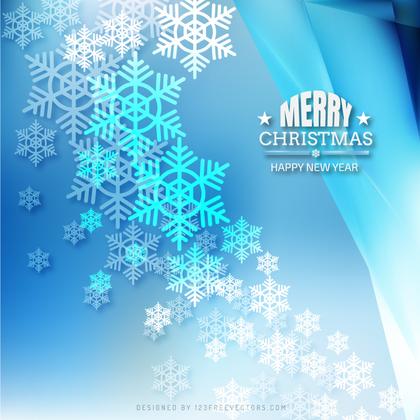 Merry Christmas Snowflakes Blue Background Template