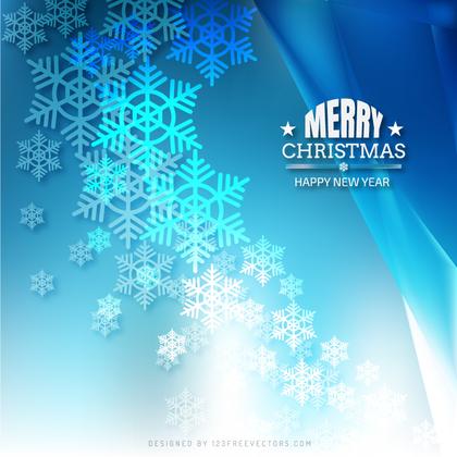 Merry Christmas Snowflakes Blue Background Template