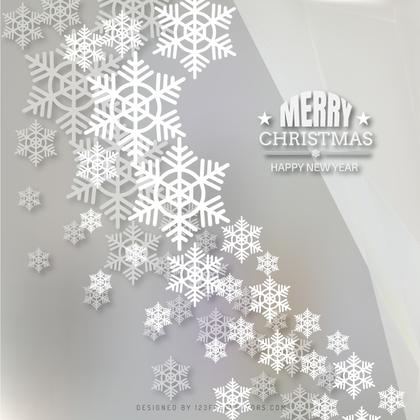 Merry Christmas Snowflakes Gray Background Template