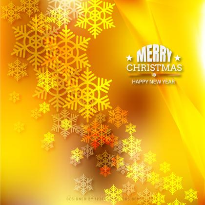Merry Christmas Snowflakes Orange Background