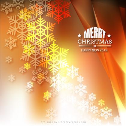 Merry Christmas Snowflakes Orange Background Design