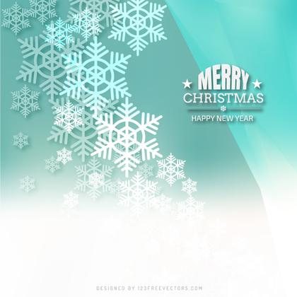 Merry Christmas Snowflakes Light Turquoise Background