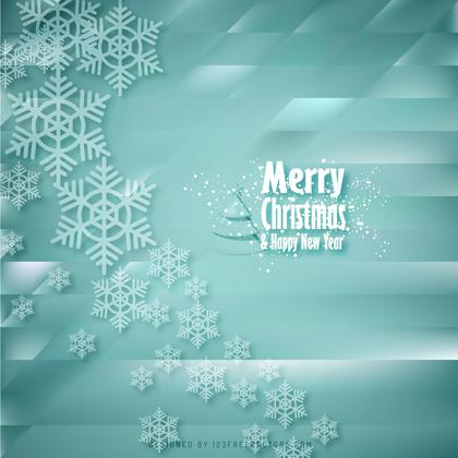 Merry Christmas Snowflakes Turquoise Background Template