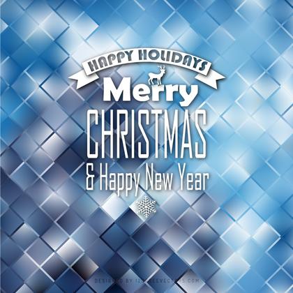 Merry Christmas and Happy New Year Blue Background Template