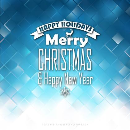 Merry Christmas and Happy New Year Blue Background Template