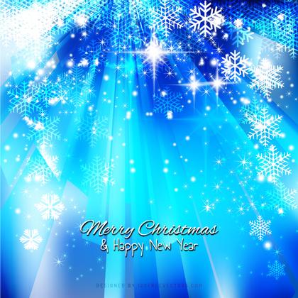 Blue Sparkles Christmas Snowflake Background Template