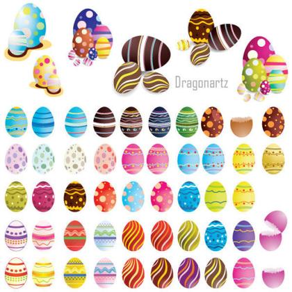 Free Colorful Decorated Easter Eggs Vector Art
