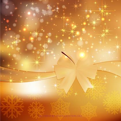 Orange Christmas Background with Gift Bow