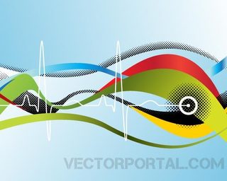 Vector Abstract Background with Sine Wave and Halftone Design