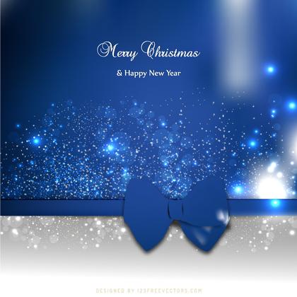 Blue Christmas Card Background Template with Bow