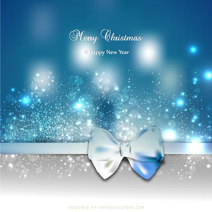 Blue Holiday Christmas and New Year Card Background with Bow