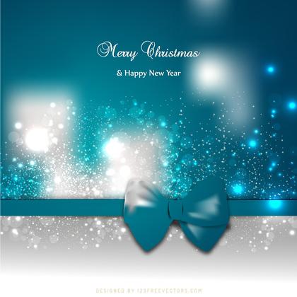 Blue Christmas Greeting Card Bow Background Design