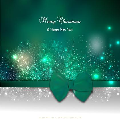 Green Christmas Greeting Card Bow Background Template