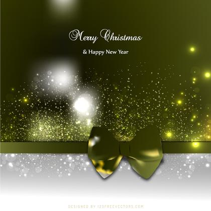 Green Holiday Christmas and New Year Card Background with Bow