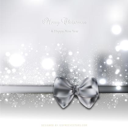Light Gray Christmas Card Background Template with Bow