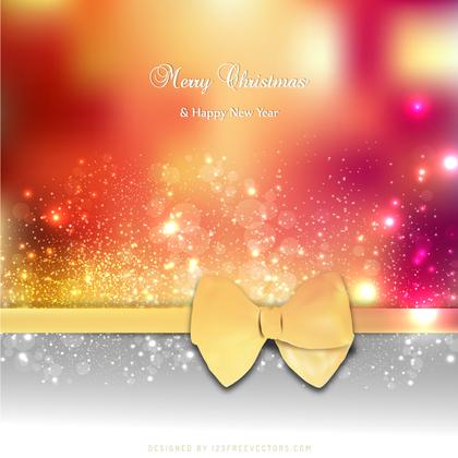 Yellow Orange Christmas Card Background Template with Bow