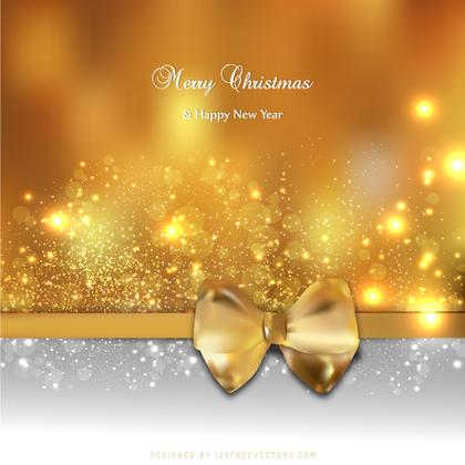 Orange Christmas Card Background Template with Bow