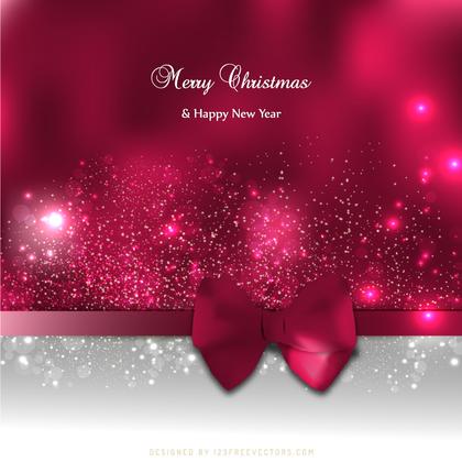 Ruby Pink Holiday Christmas and New Year Card Background with Bow