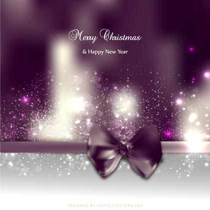 Dark Purple Christmas Greeting Card Background with Bow