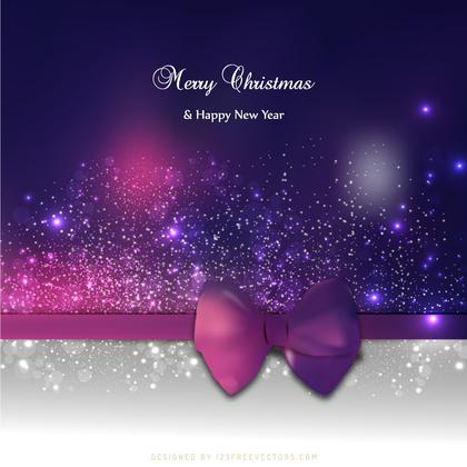 Dark Purple Christmas Card Background Template with Bow