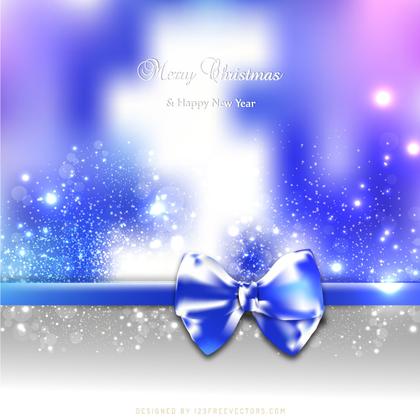 Blue Purple Christmas Greeting Card Bow Background Template