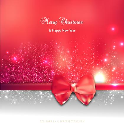Red Holiday Christmas and New Year Card Background with Bow