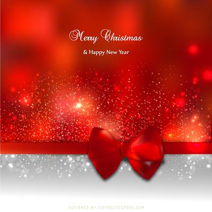 Red Holiday Christmas and New Year Card Background with Bow