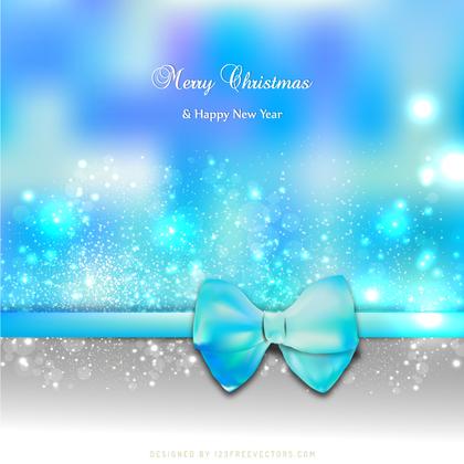 Turquoise Blue Holiday Christmas and New Year Card Background with Bow