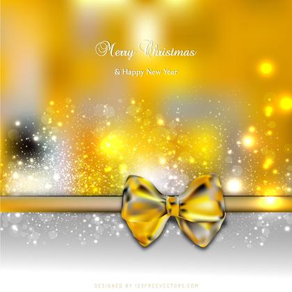 Yellow Christmas Greeting Card Background with Bow