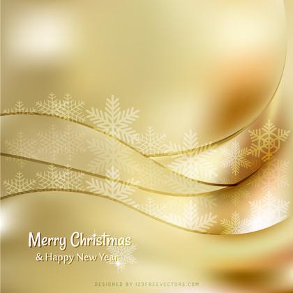 Merry Christmas Gold Background with Snowflakes