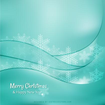 Merry Christmas Turquoise Background with Snowflakes