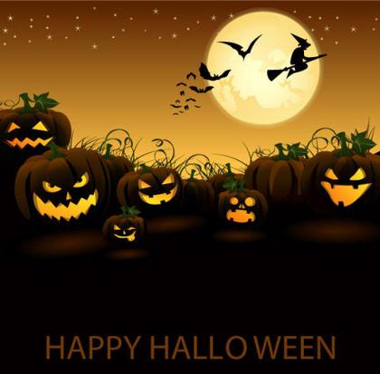 Jack O’ Lantern Pumpkin in Halloween Night Vector Graphic