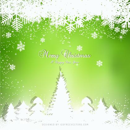 Green Christmas Winter Snow Background with Trees