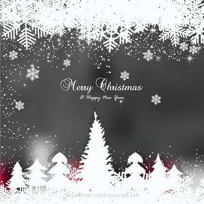 Dark Gray Christmas Winter Background with Snow and Trees
