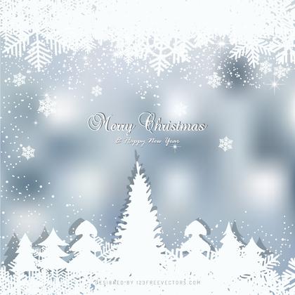 Winter Gray Background with snowflakes and Christmas Trees