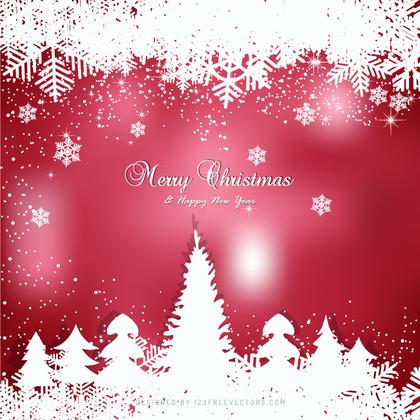 Amaranth Pink Christmas Winter Snow Background with Trees
